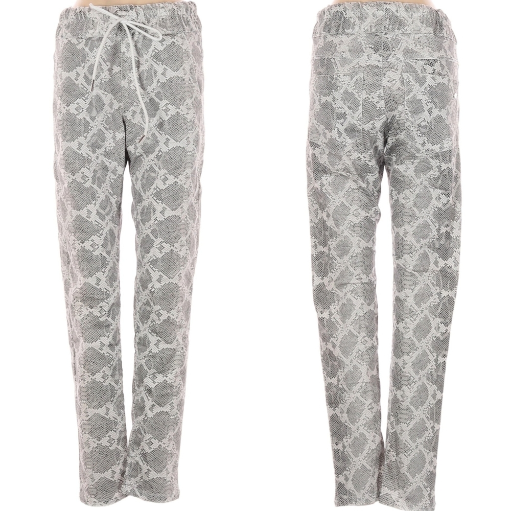Bevy Flog Shely Jogger Pant Gray Diamond Python Snake Casual Athleisure XS